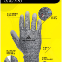 代尔塔D级PU涂层防割手套经济三副装款